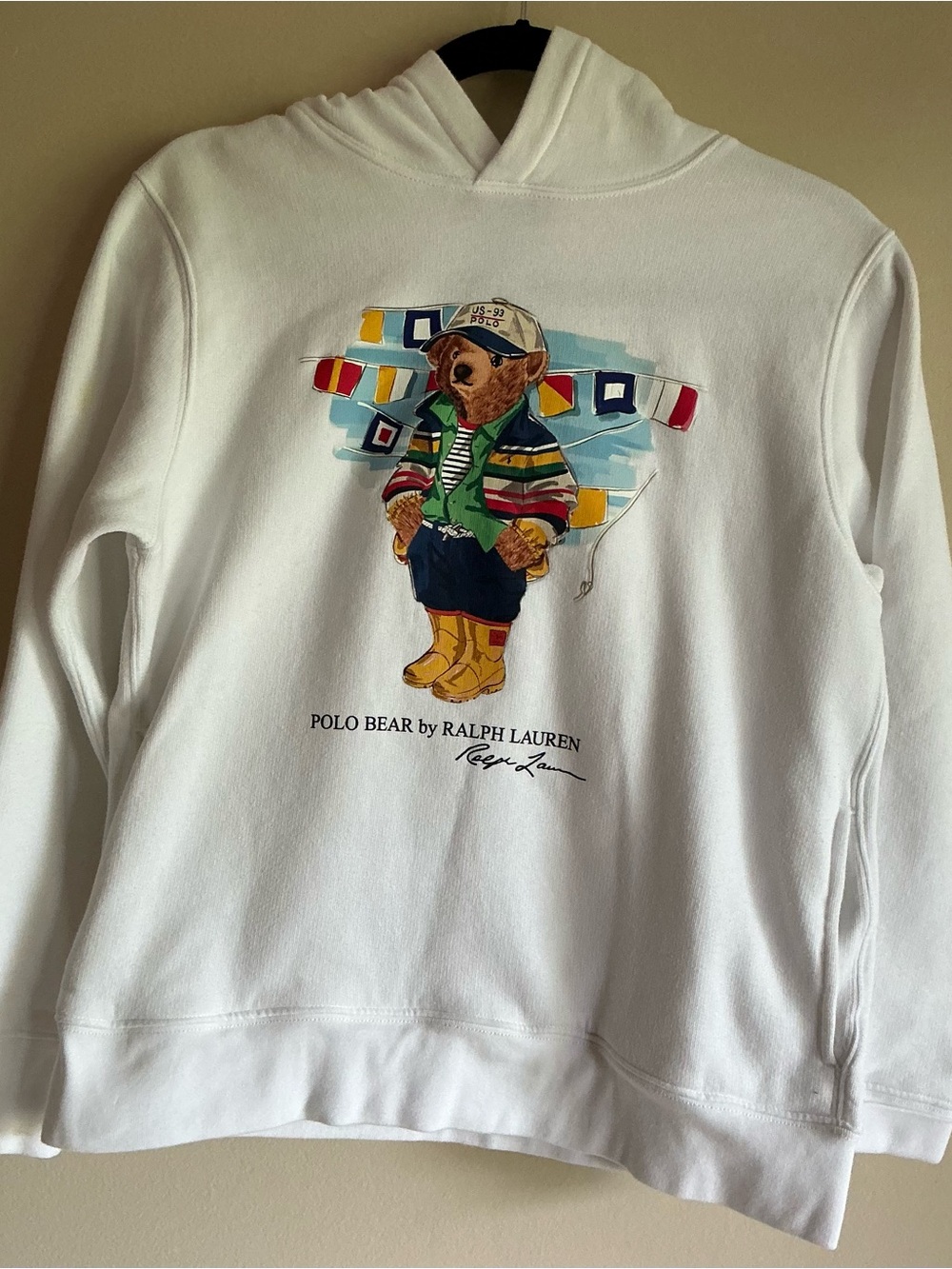 Polo by Ralph Lauren White Hoodie with Multicolor Polo Bear Graphic